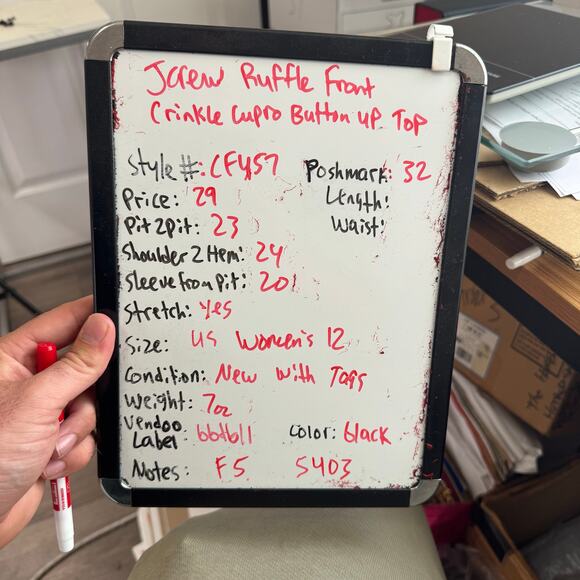 J Crew Ruffle Front Crinkle Button Up Top US Women's 12 New - Picture 7 of 7